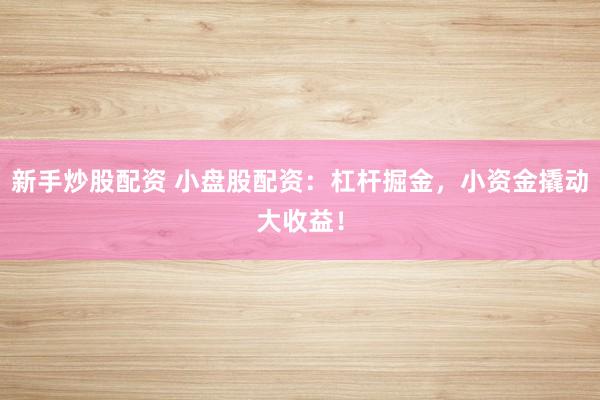 新手炒股配资 小盘股配资：杠杆掘金，小资金撬动大收益！