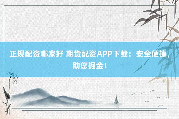 正规配资哪家好 期货配资APP下载：安全便捷，助您掘金！