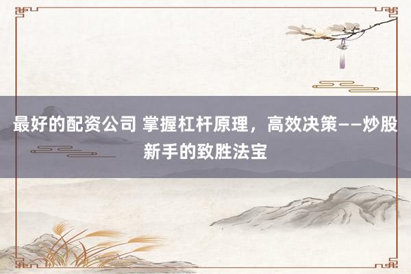最好的配资公司 掌握杠杆原理，高效决策——炒股新手的致胜法宝