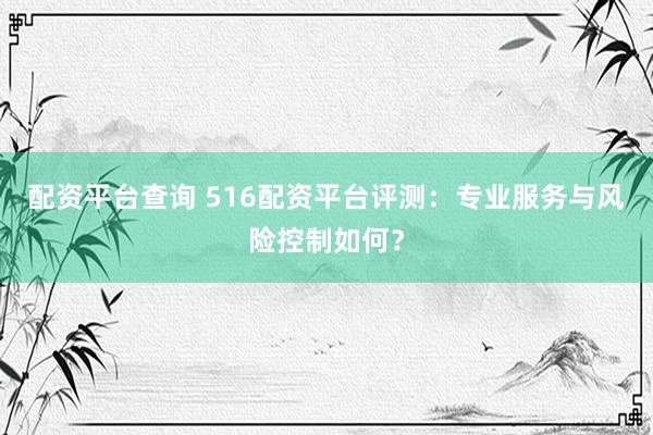 配资平台查询 516配资平台评测：专业服务与风险控制如何？