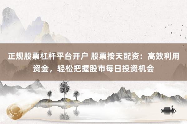 正规股票杠杆平台开户 股票按天配资：高效利用资金，轻松把握股市每日投资机会